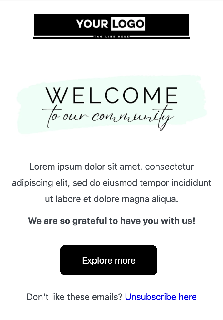 welcome email for community desktop